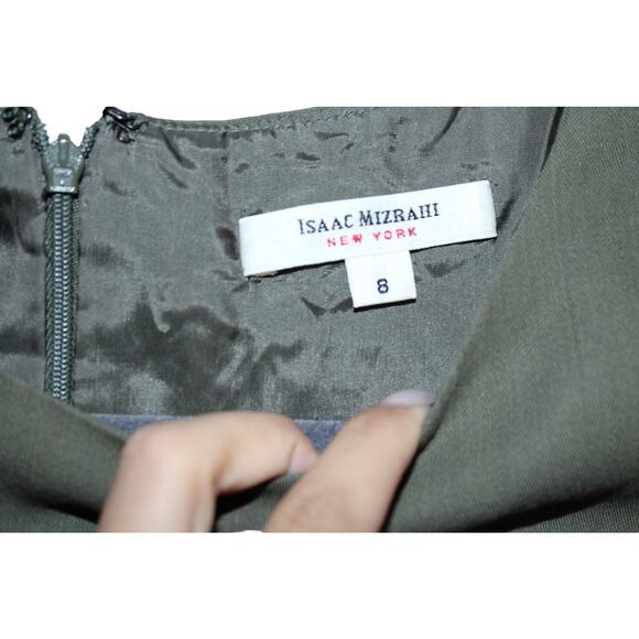 Izzac M. army Green Wool Dress size 8 - Picture 3 of 5